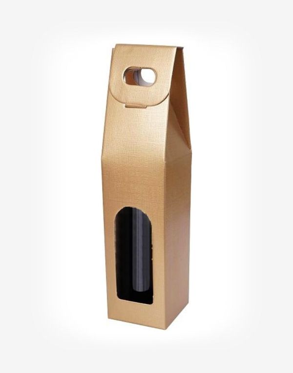 Darčekový kartónový box na 1 fľašu - zlatý