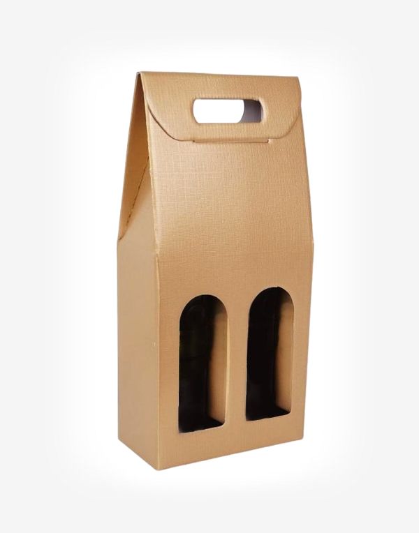 Darčekový kartónový box na 2 fľaše - zlatý