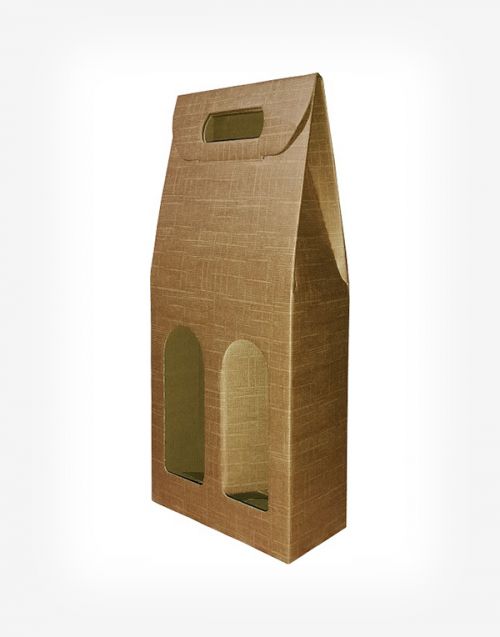 Darčekový kartónový box na 2 fľaše - natural