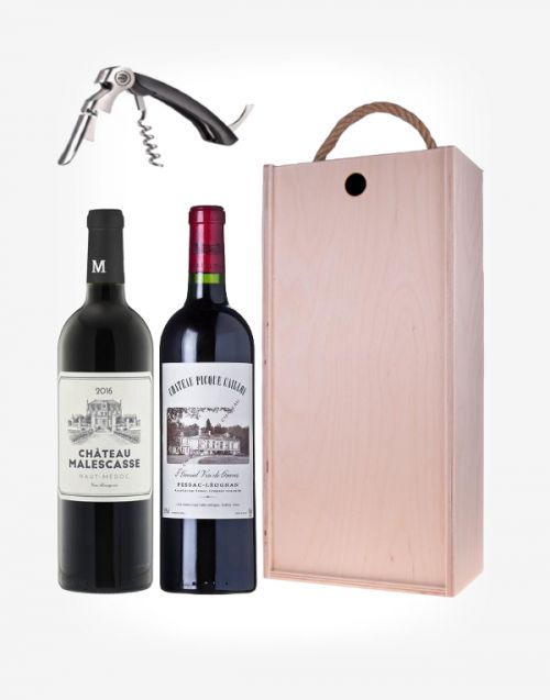 Bordeaux 2fl. v darčekovom balení + profi vývrtka