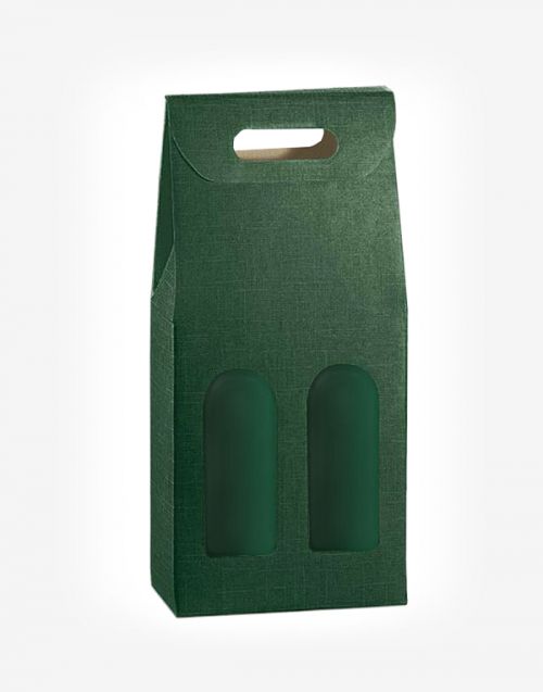 Darčekový kartónový box na 2 fľaše - zelený