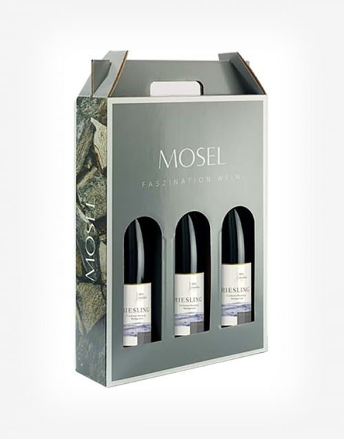 Darčekový kartónový box "MOSEL - Weinfaszination" na 3 fľaše